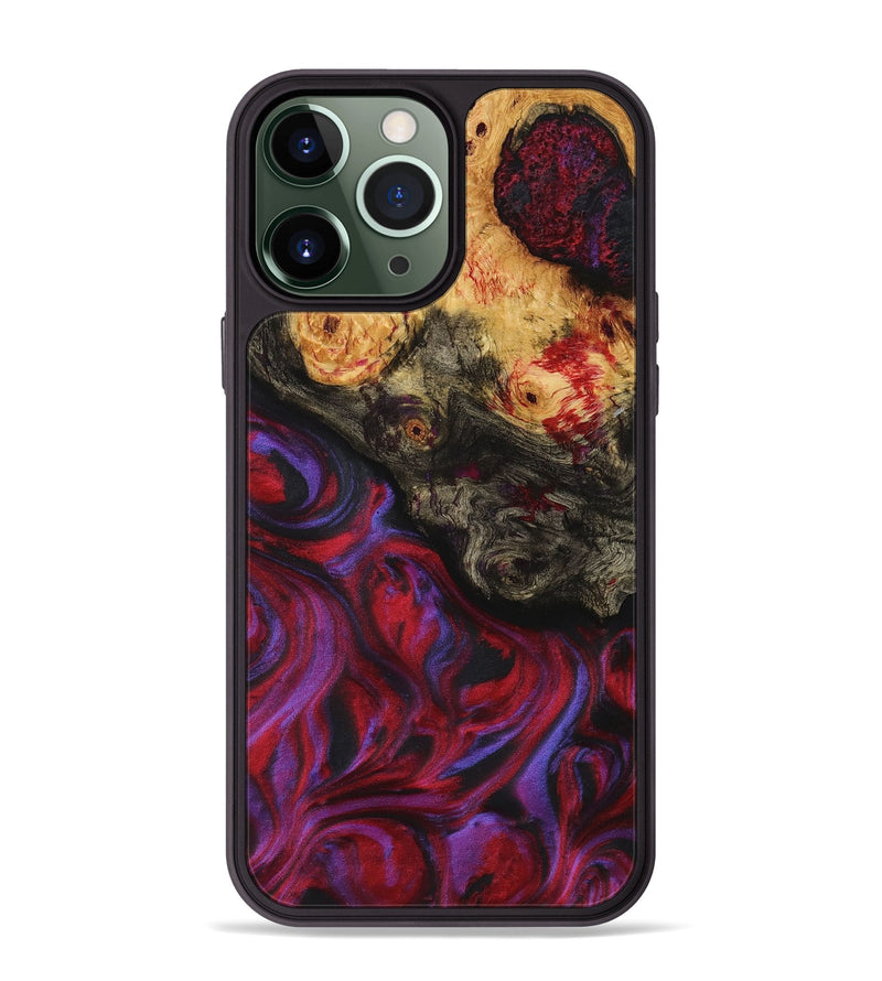 iPhone 13 Pro Max Wood+Resin Phone Case - Maxwell (Red, 720194)