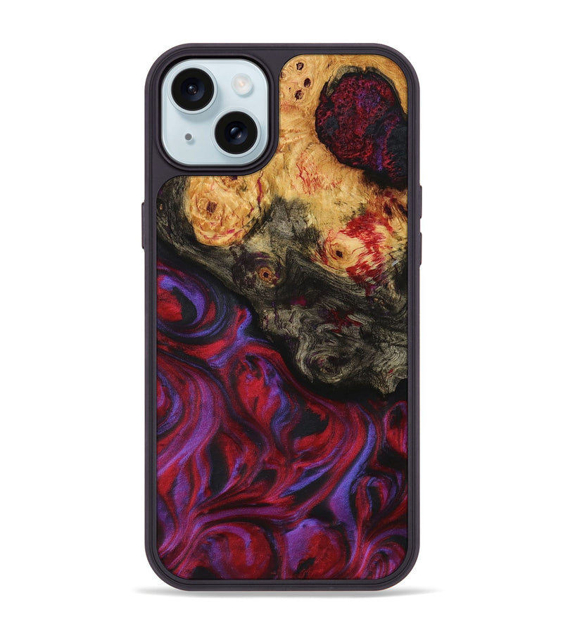 iPhone 15 Plus Wood+Resin Phone Case - Maxwell (Red, 720194)