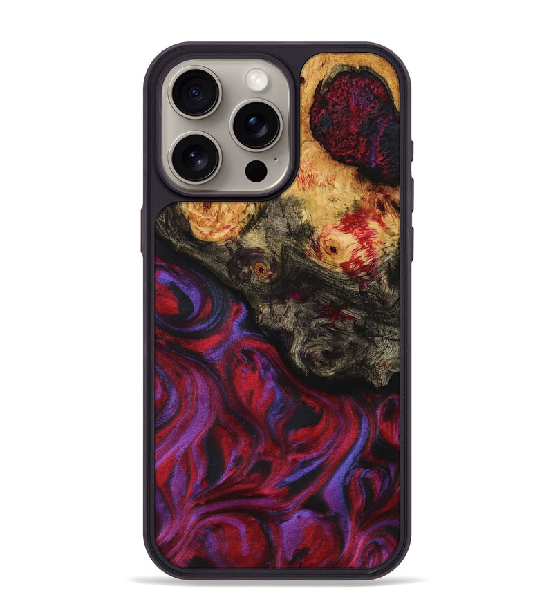 iPhone 15 Pro Max Wood+Resin Phone Case - Maxwell (Red, 720194)