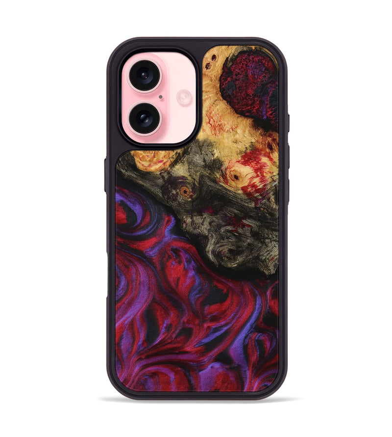 iPhone 16 Wood+Resin Phone Case - Maxwell (Red, 720194)