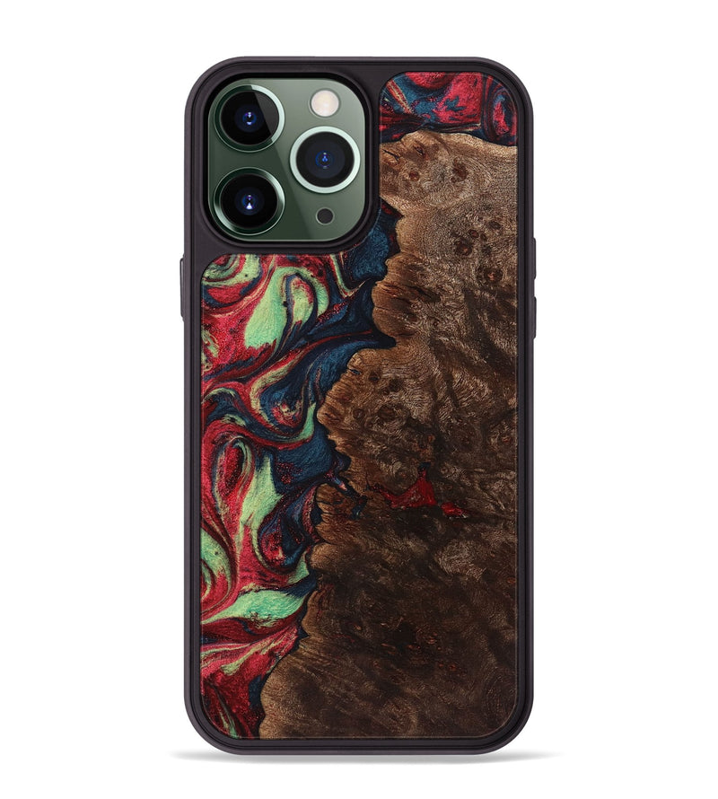 iPhone 13 Pro Max Wood+Resin Phone Case - Grace (Red, 720196)