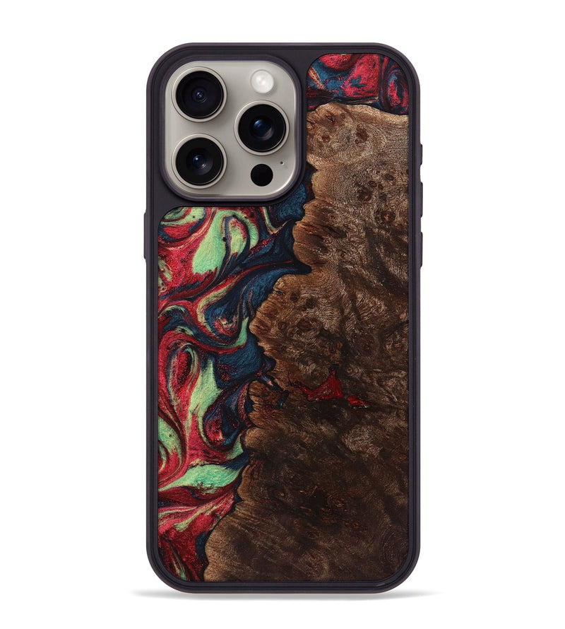 iPhone 15 Pro Max Wood+Resin Phone Case - Grace (Red, 720196)