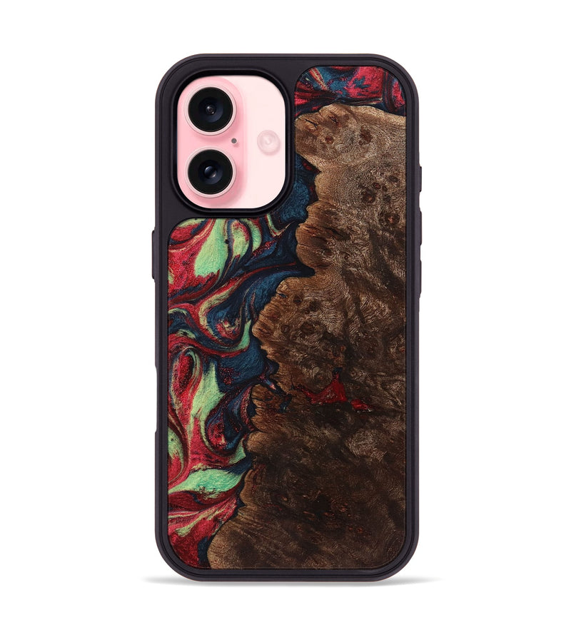 iPhone 16 Wood+Resin Phone Case - Grace (Red, 720196)