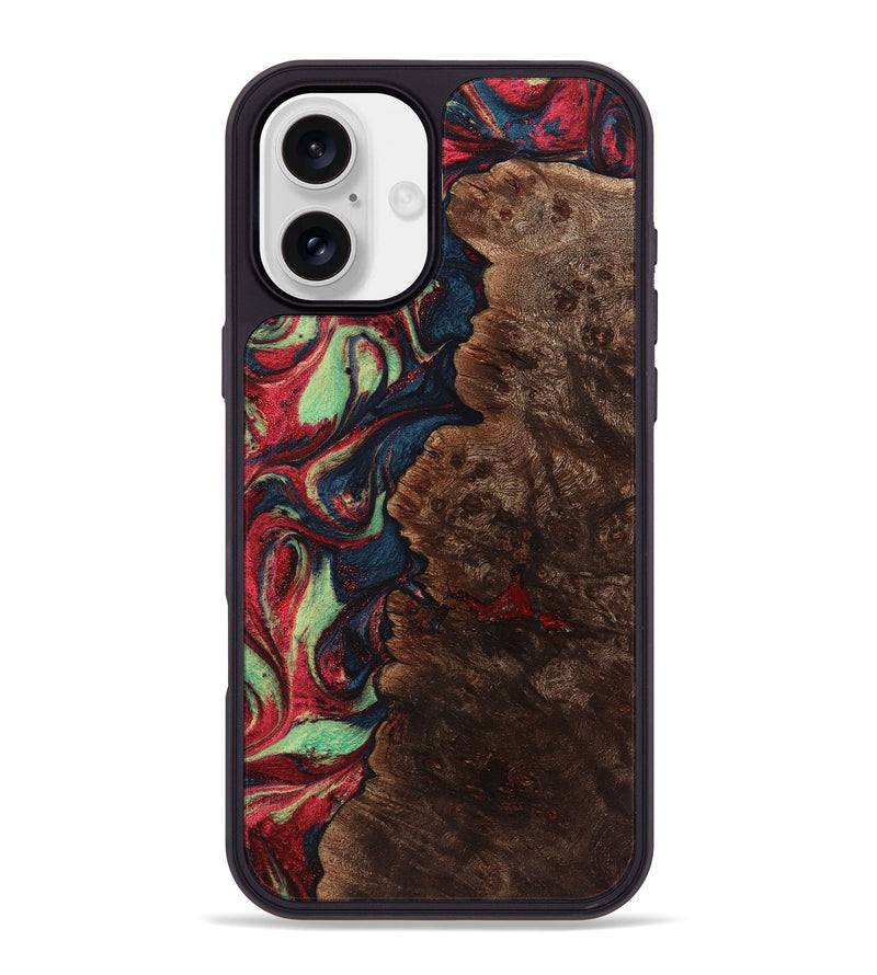 iPhone 16 Plus Wood+Resin Phone Case - Grace (Red, 720196)