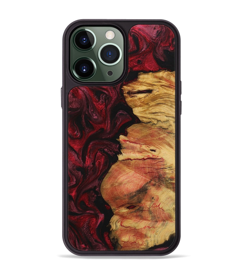 iPhone 13 Pro Max Wood+Resin Phone Case - Mack (Red, 720198)