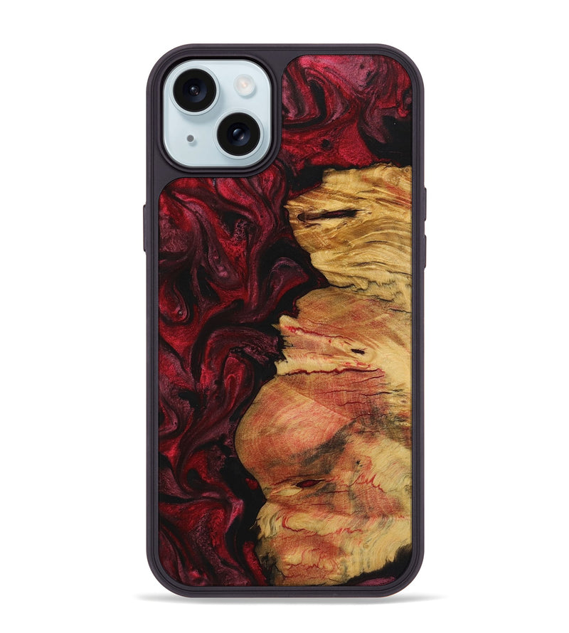 iPhone 15 Plus Wood+Resin Phone Case - Mack (Red, 720198)