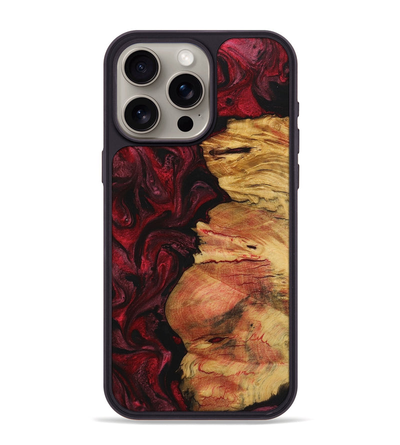 iPhone 15 Pro Max Wood+Resin Phone Case - Mack (Red, 720198)