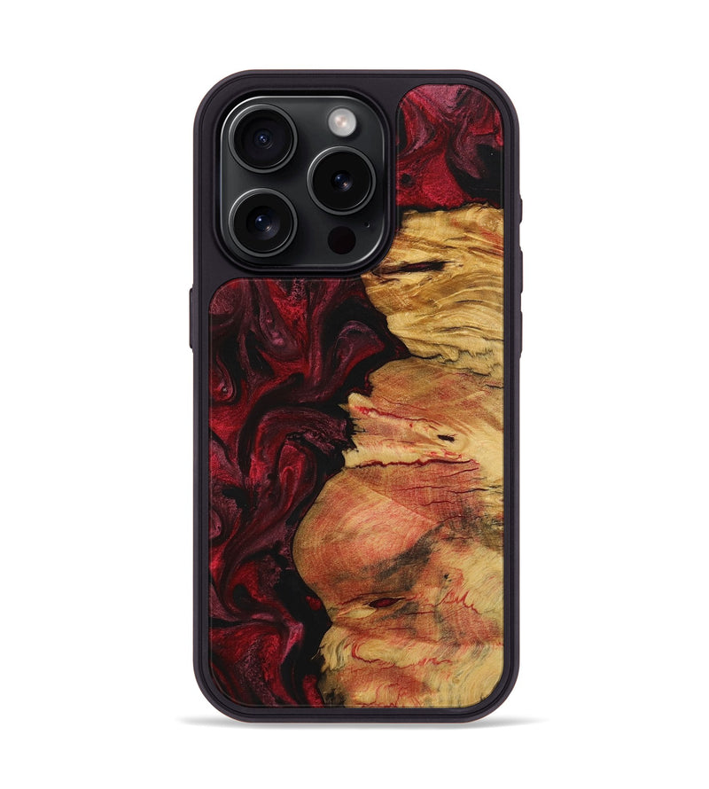 iPhone 15 Pro Wood+Resin Phone Case - Mack (Red, 720198)