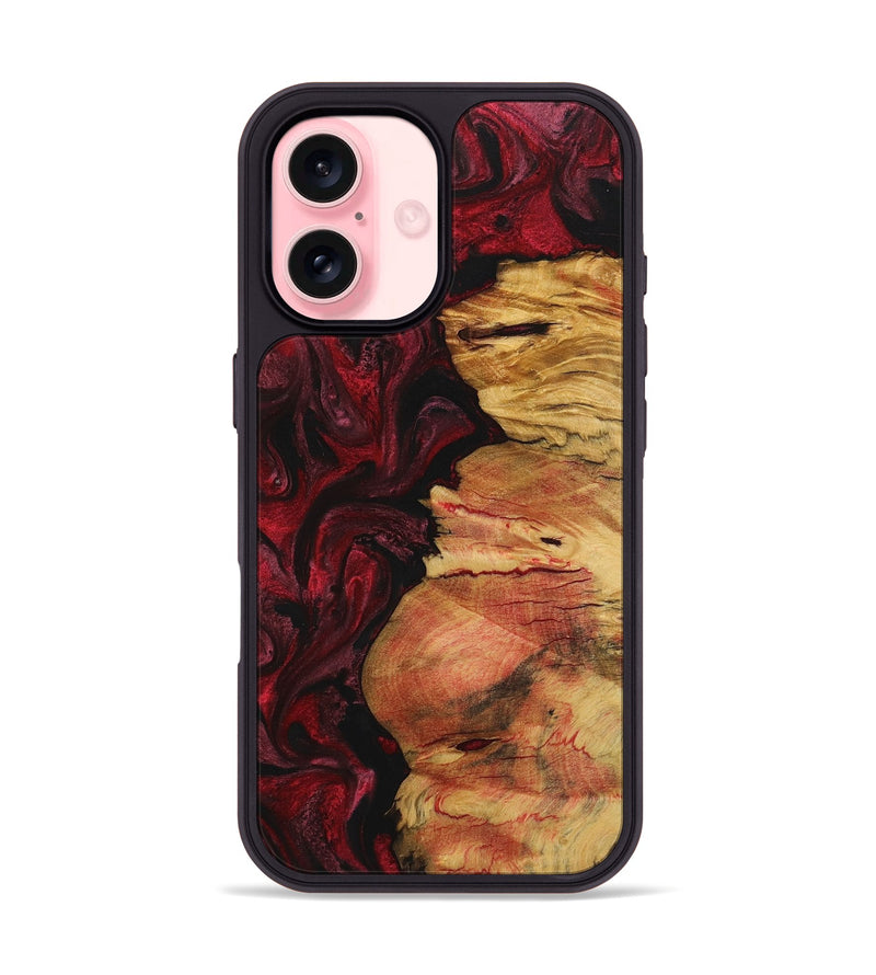 iPhone 16 Wood+Resin Phone Case - Mack (Red, 720198)