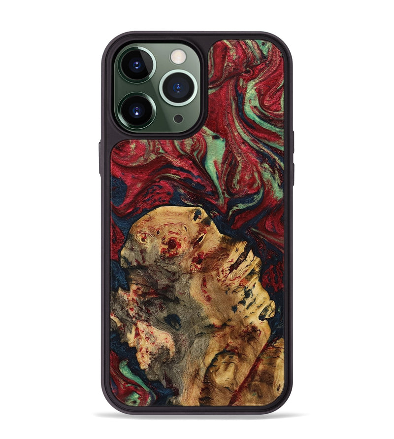 iPhone 13 Pro Max Wood+Resin Phone Case - Gillian (Red, 720201)