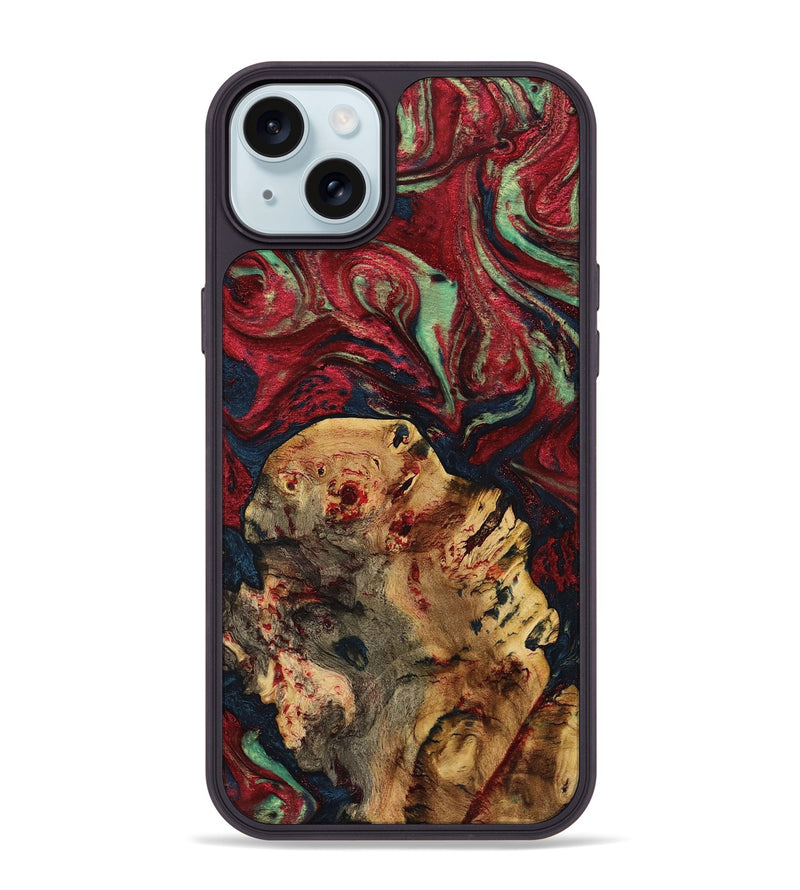 iPhone 15 Plus Wood+Resin Phone Case - Gillian (Red, 720201)