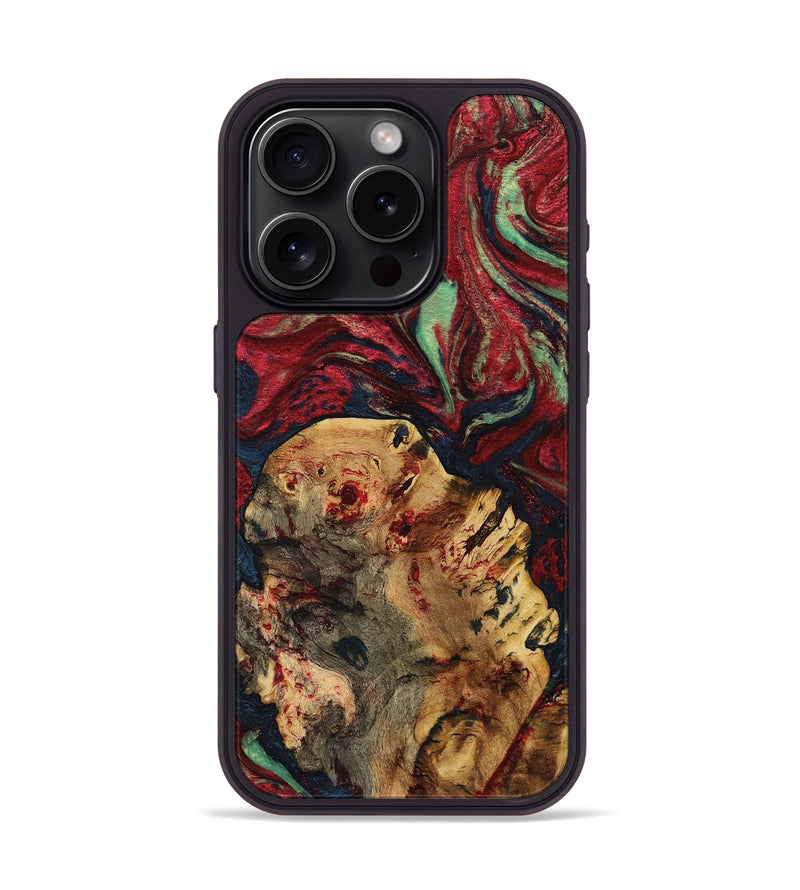 iPhone 15 Pro Wood+Resin Phone Case - Gillian (Red, 720201)