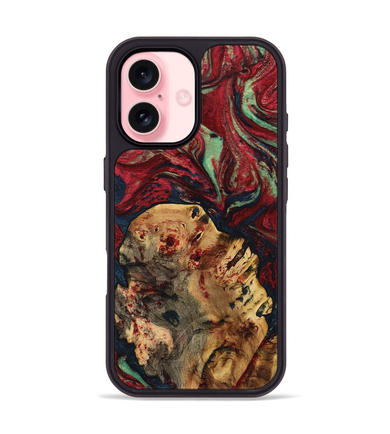 iPhone 16 Wood+Resin Phone Case - Gillian (Red, 720201)