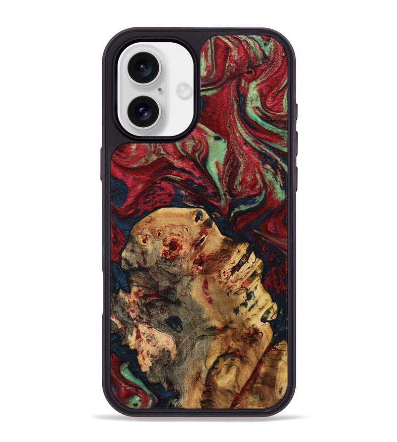 iPhone 16 Plus Wood+Resin Phone Case - Gillian (Red, 720201)