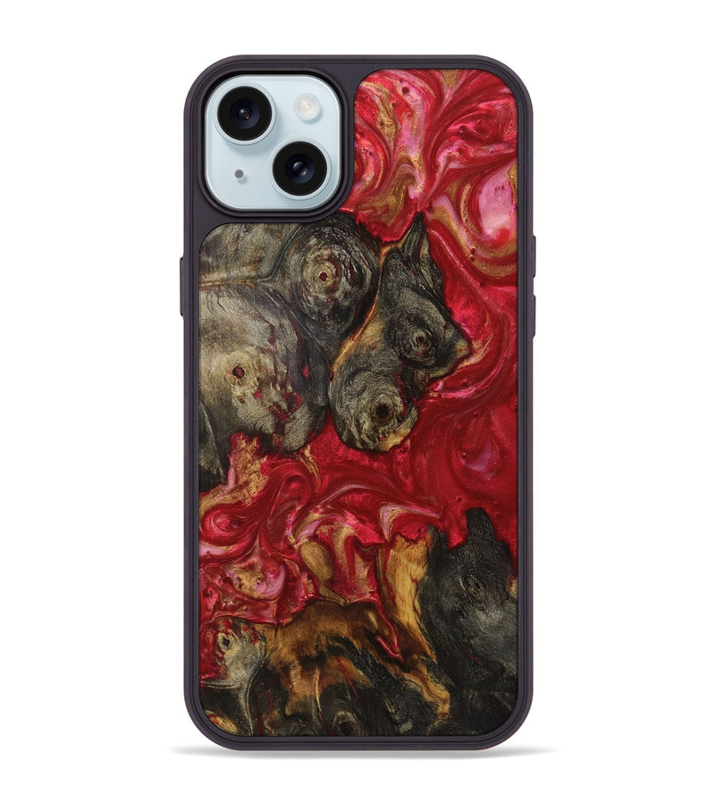 iPhone 15 Plus Wood+Resin Phone Case - Imogene (Red, 720204)