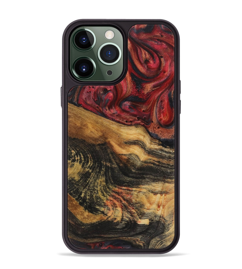 iPhone 13 Pro Max Wood+Resin Phone Case - Xander (Red, 720206)