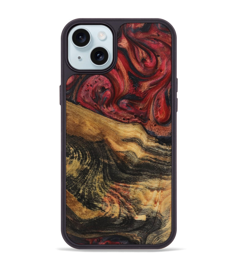 iPhone 15 Plus Wood+Resin Phone Case - Xander (Red, 720206)