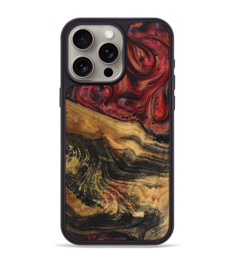 iPhone 15 Pro Max Wood+Resin Phone Case - Xander (Red, 720206)