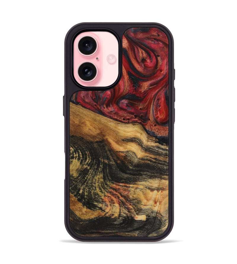 iPhone 16 Wood+Resin Phone Case - Xander (Red, 720206)