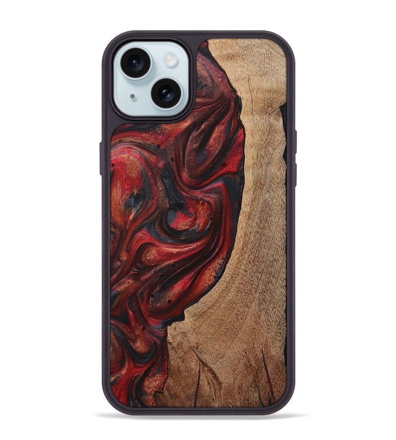 iPhone 15 Plus Wood+Resin Phone Case - Kane (Red, 720207)