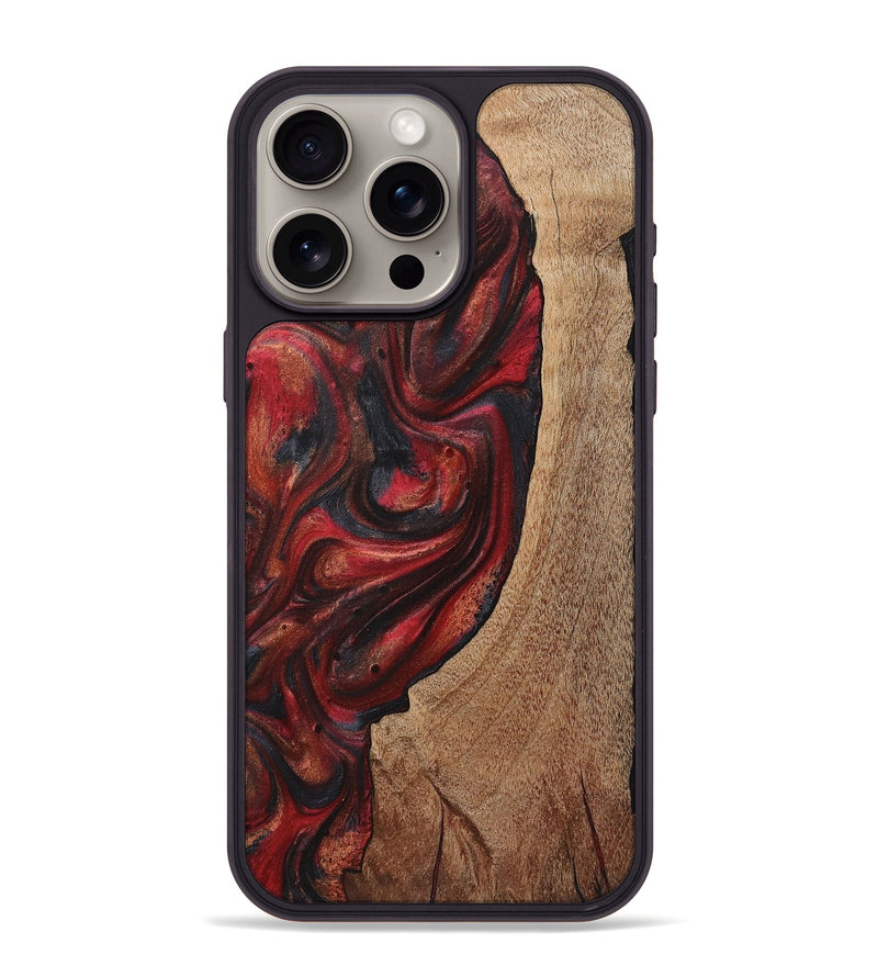 iPhone 15 Pro Max Wood+Resin Phone Case - Kane (Red, 720207)