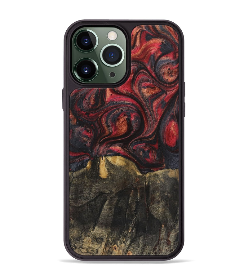 iPhone 13 Pro Max Wood+Resin Phone Case - Everett (Red, 720209)