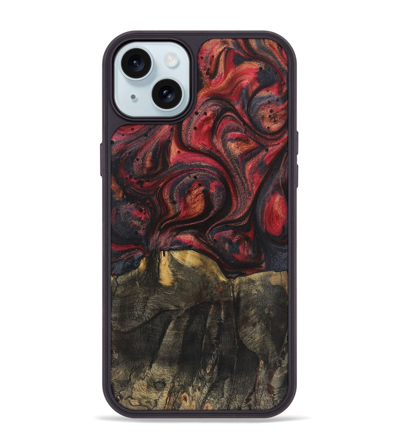 iPhone 15 Plus Wood+Resin Phone Case - Everett (Red, 720209)