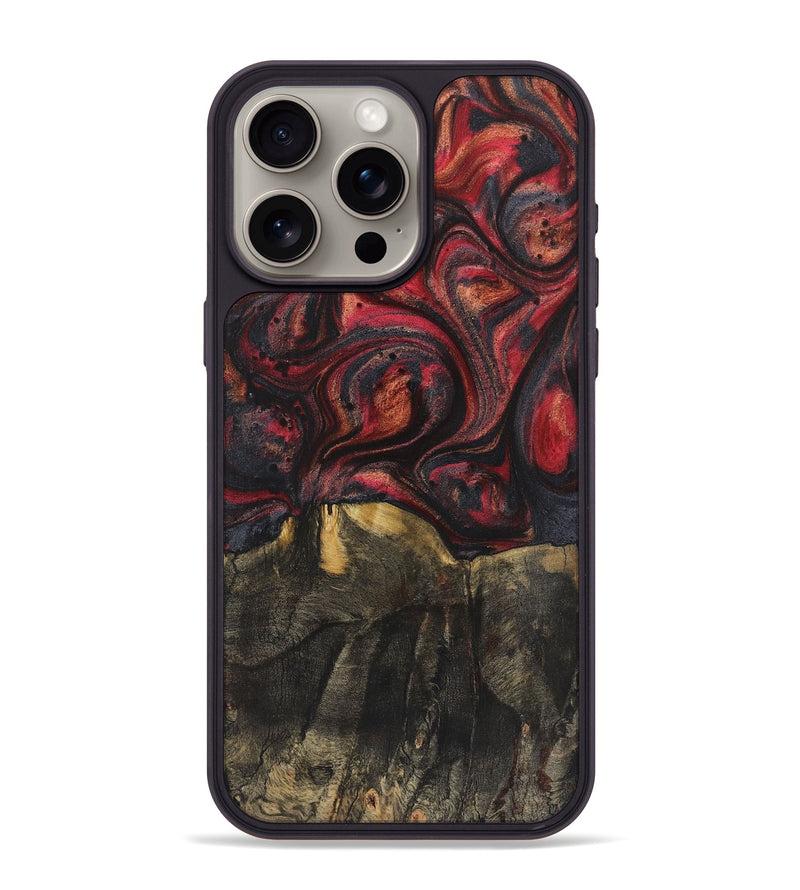 iPhone 15 Pro Max Wood+Resin Phone Case - Everett (Red, 720209)