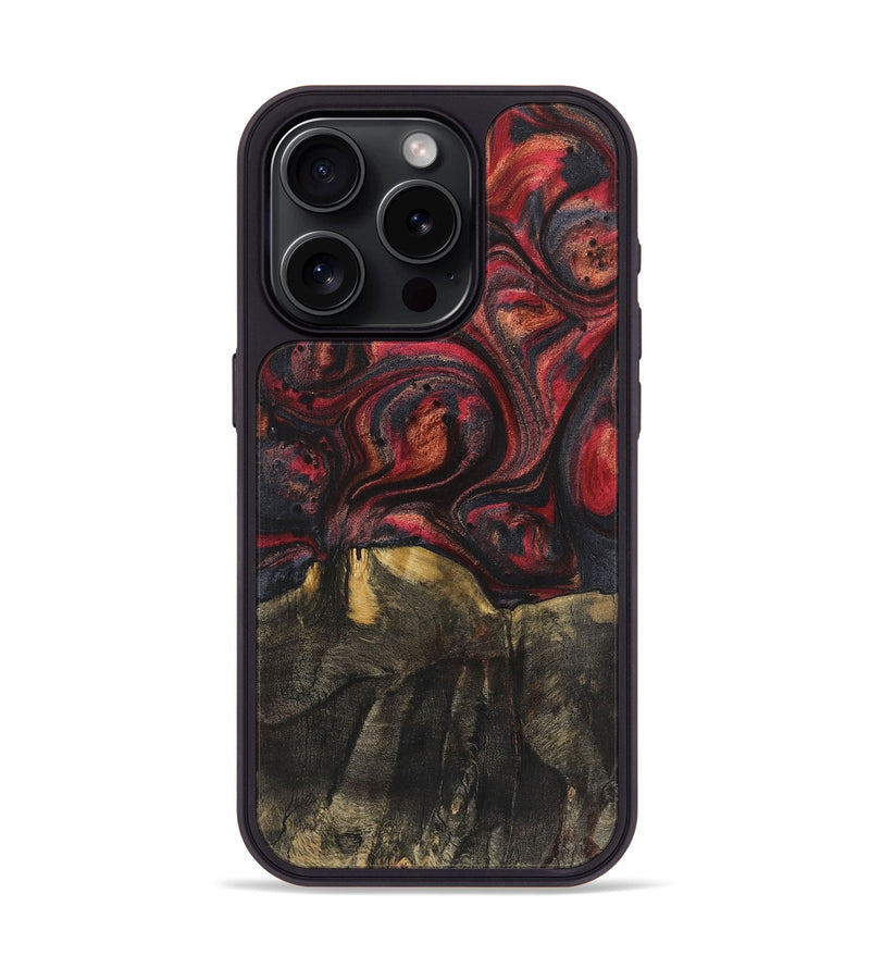 iPhone 15 Pro Wood+Resin Phone Case - Everett (Red, 720209)