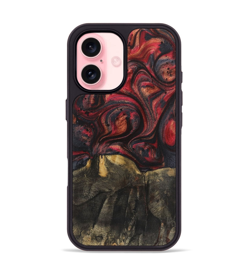 iPhone 16 Wood+Resin Phone Case - Everett (Red, 720209)