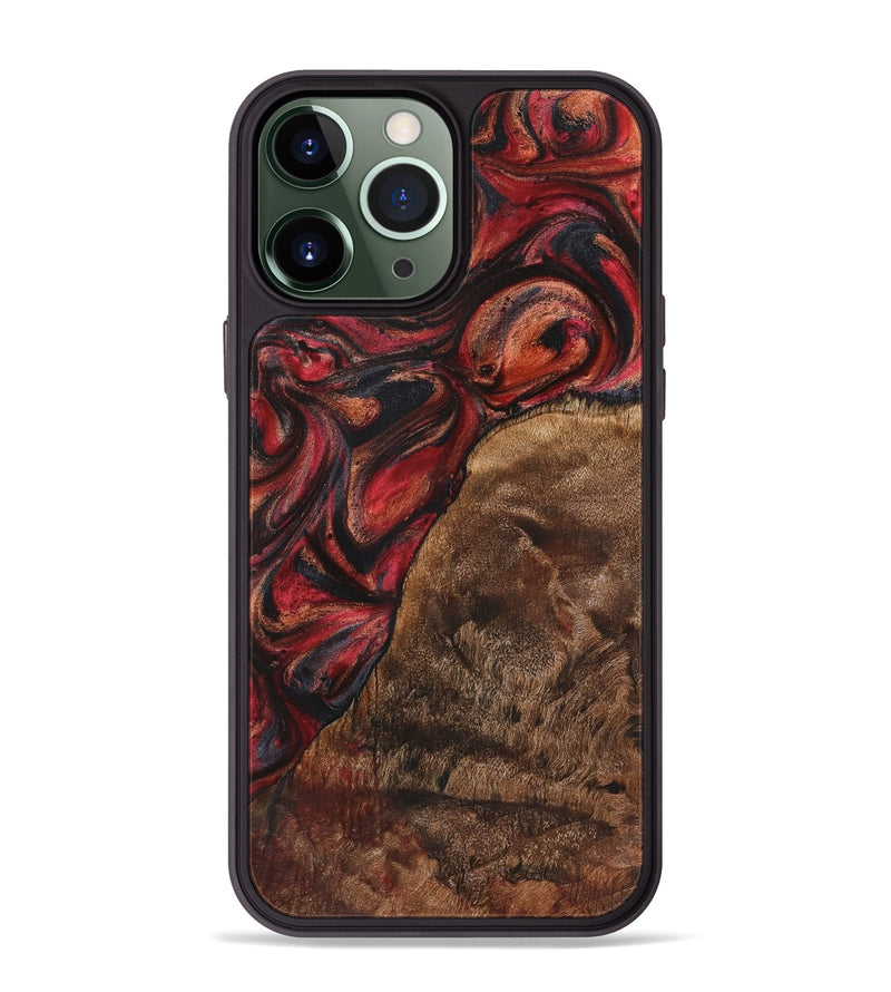 iPhone 13 Pro Max Wood+Resin Phone Case - Regina (Red, 720215)