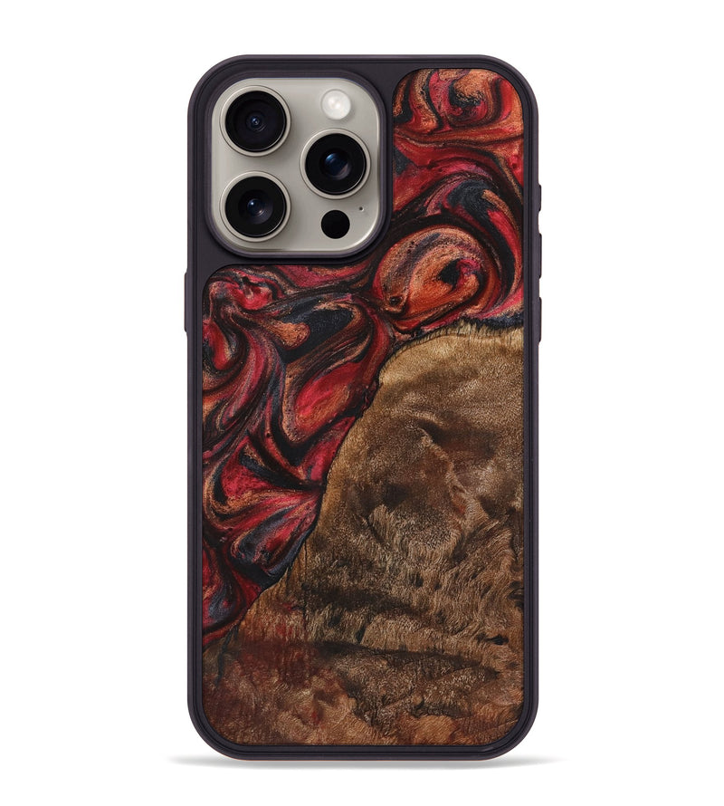 iPhone 15 Pro Max Wood+Resin Phone Case - Regina (Red, 720215)