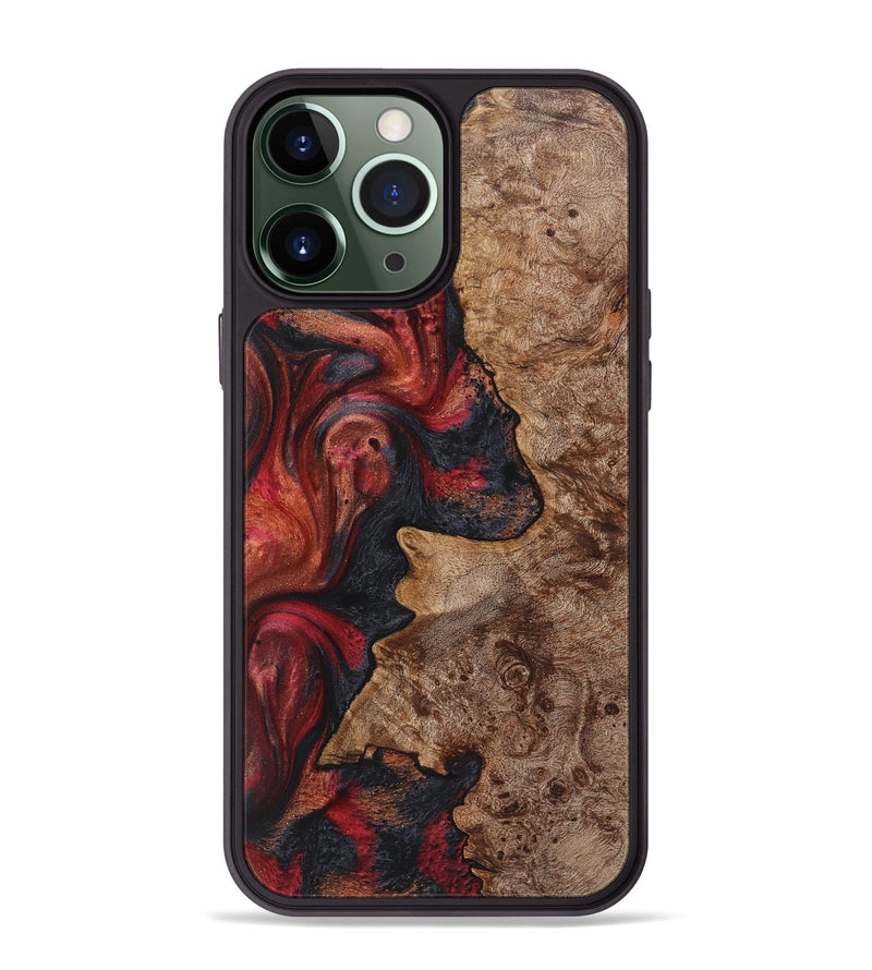 iPhone 13 Pro Max Wood+Resin Phone Case - Courtney (Red, 720217)