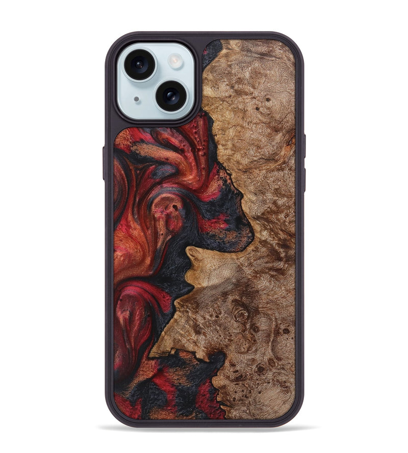 iPhone 15 Plus Wood+Resin Phone Case - Courtney (Red, 720217)