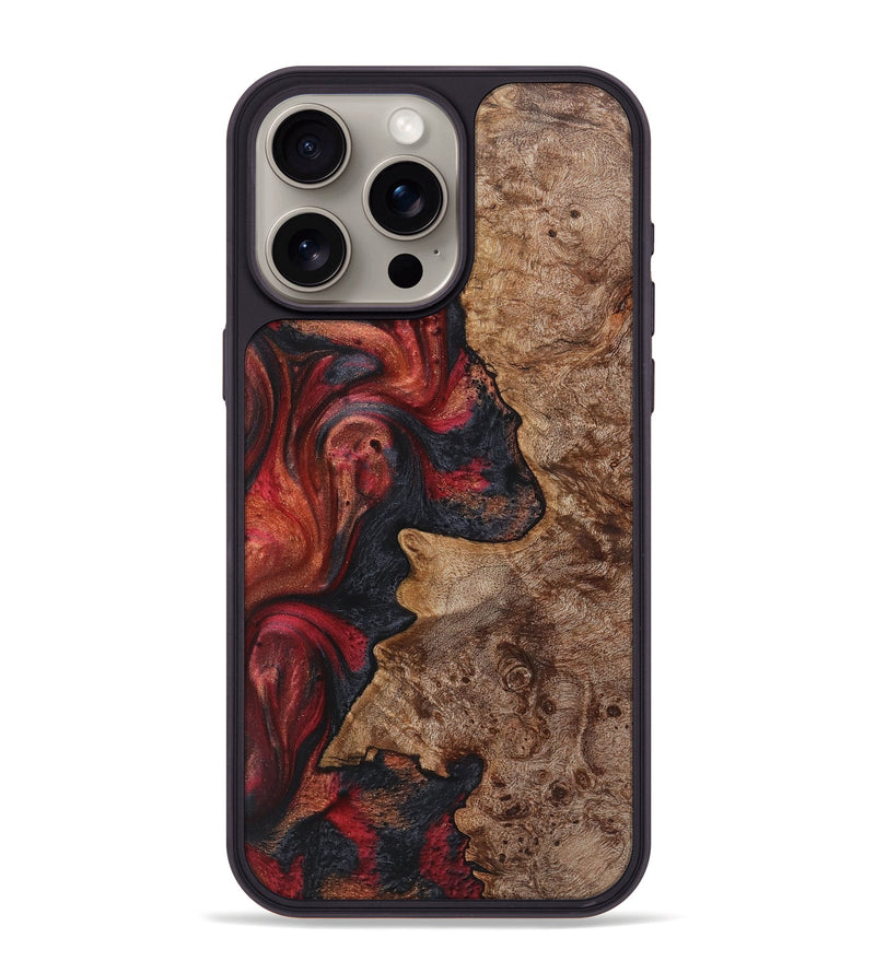 iPhone 15 Pro Max Wood+Resin Phone Case - Courtney (Red, 720217)