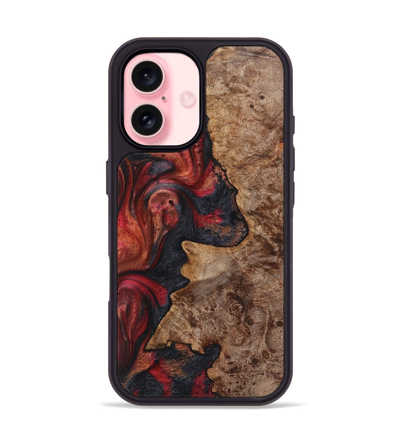 iPhone 16 Wood+Resin Phone Case - Courtney (Red, 720217)