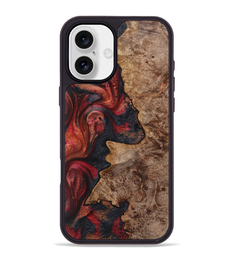 iPhone 16 Plus Wood+Resin Phone Case - Courtney (Red, 720217)