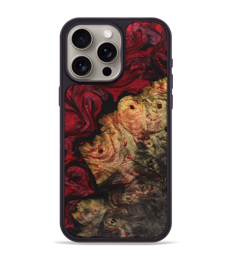 iPhone 15 Pro Max Wood+Resin Phone Case - Delbert (Red, 720219)