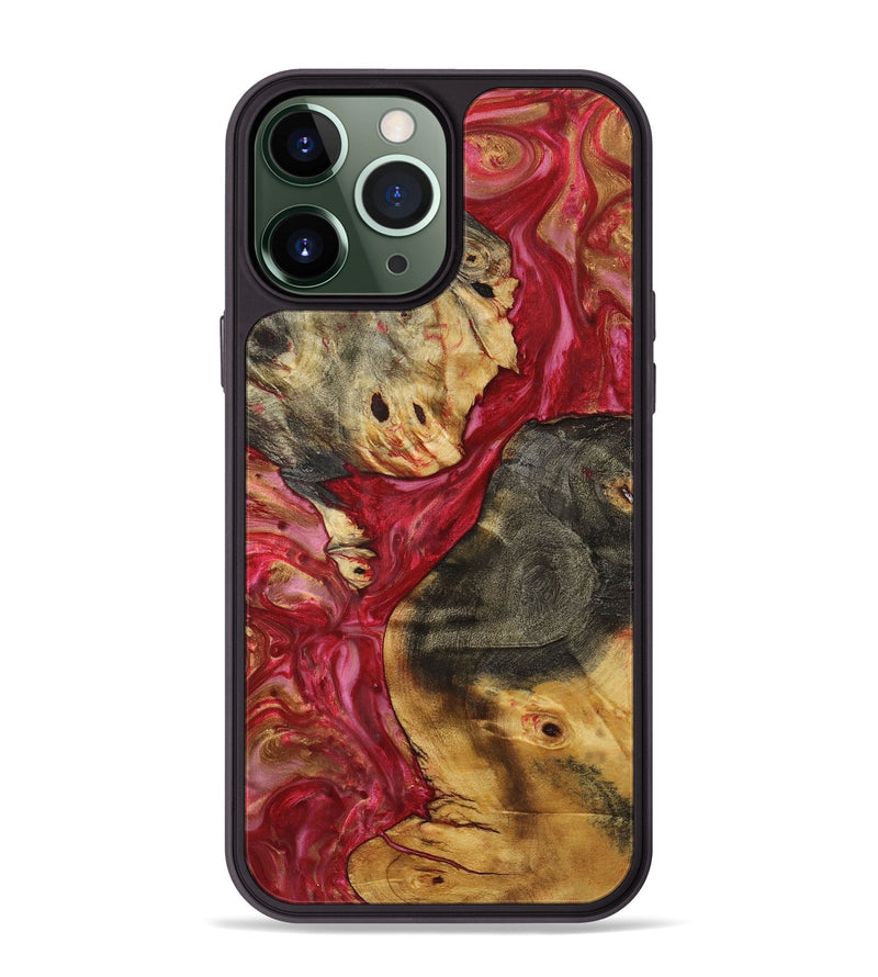 iPhone 13 Pro Max Wood+Resin Phone Case - Brynlee (Red, 720221)