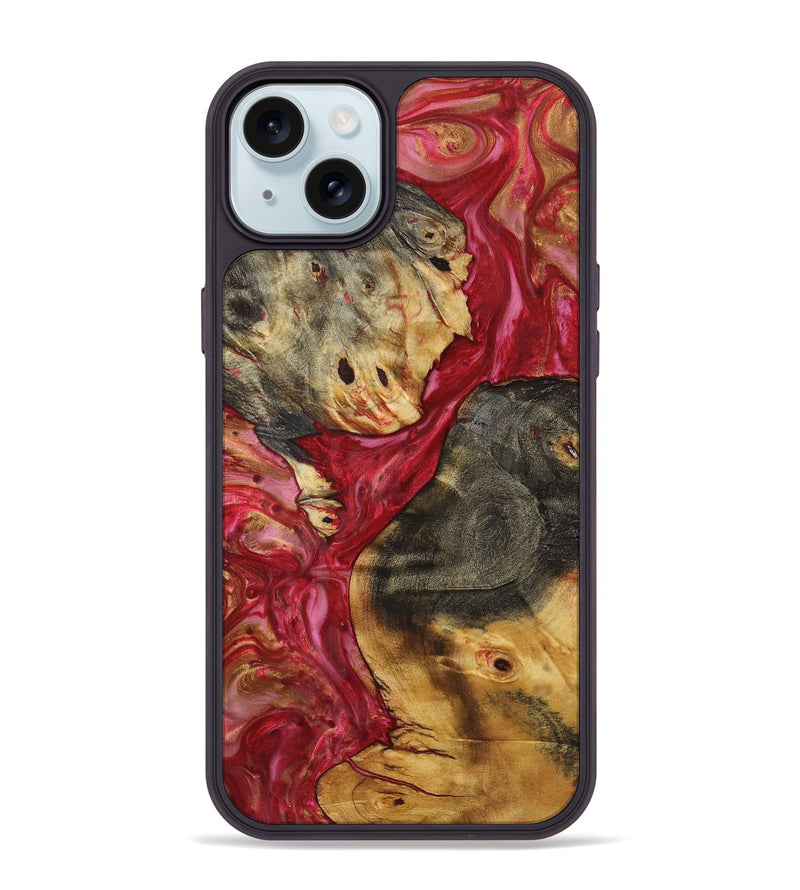 iPhone 15 Plus Wood+Resin Phone Case - Brynlee (Red, 720221)