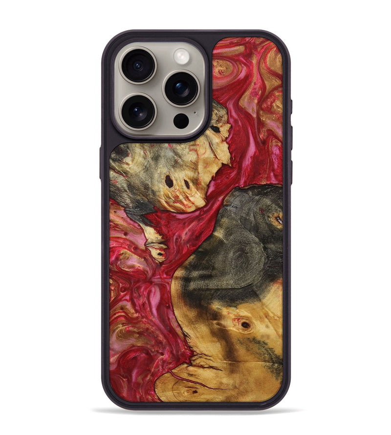 iPhone 15 Pro Max Wood+Resin Phone Case - Brynlee (Red, 720221)