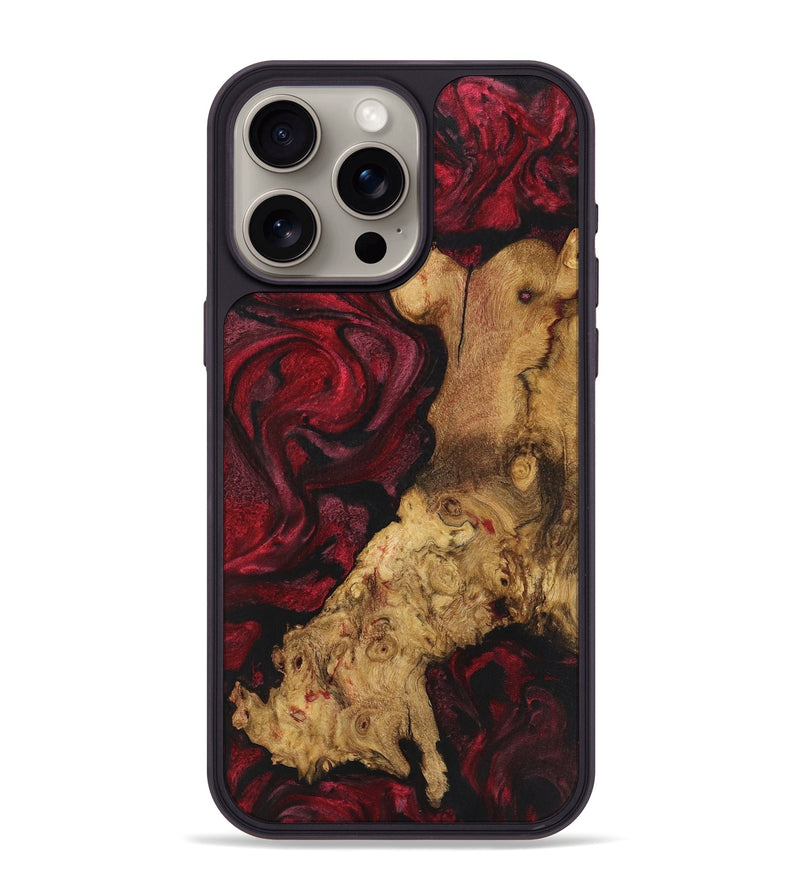 iPhone 15 Pro Max Wood+Resin Phone Case - Melvin (Red, 720223)