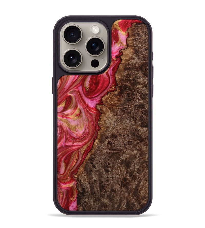 iPhone 15 Pro Max Wood+Resin Phone Case - Kailey (Red, 720231)