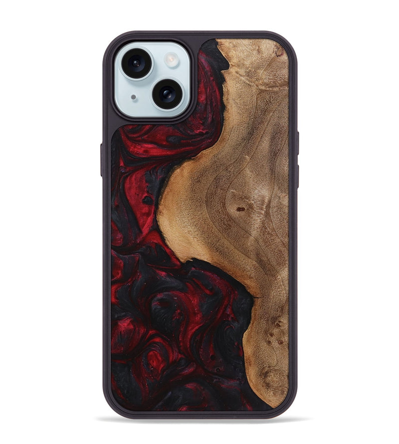 iPhone 15 Plus Wood+Resin Phone Case - Londyn (Red, 720239)