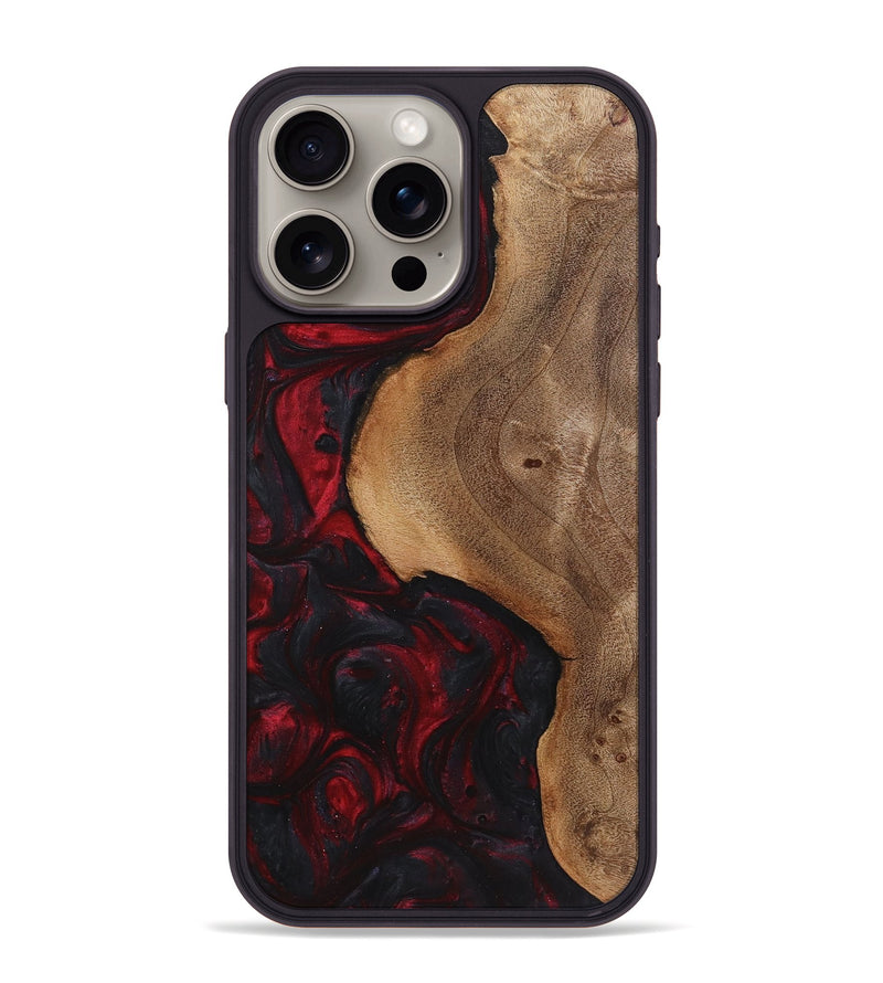 iPhone 15 Pro Max Wood+Resin Phone Case - Londyn (Red, 720239)