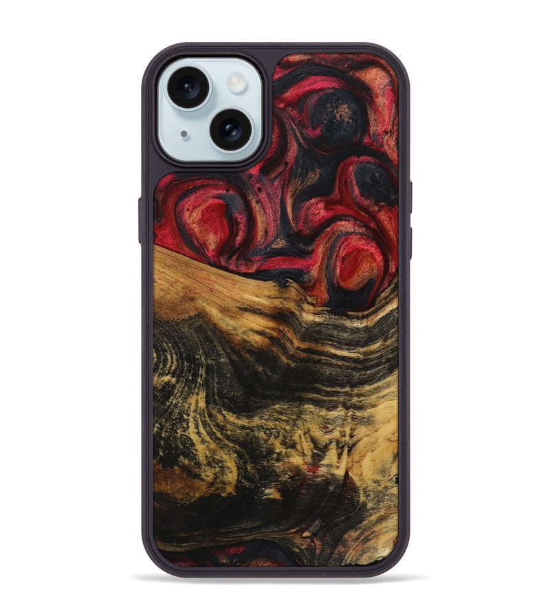 iPhone 15 Plus Wood+Resin Phone Case - Fiona (Red, 720240)