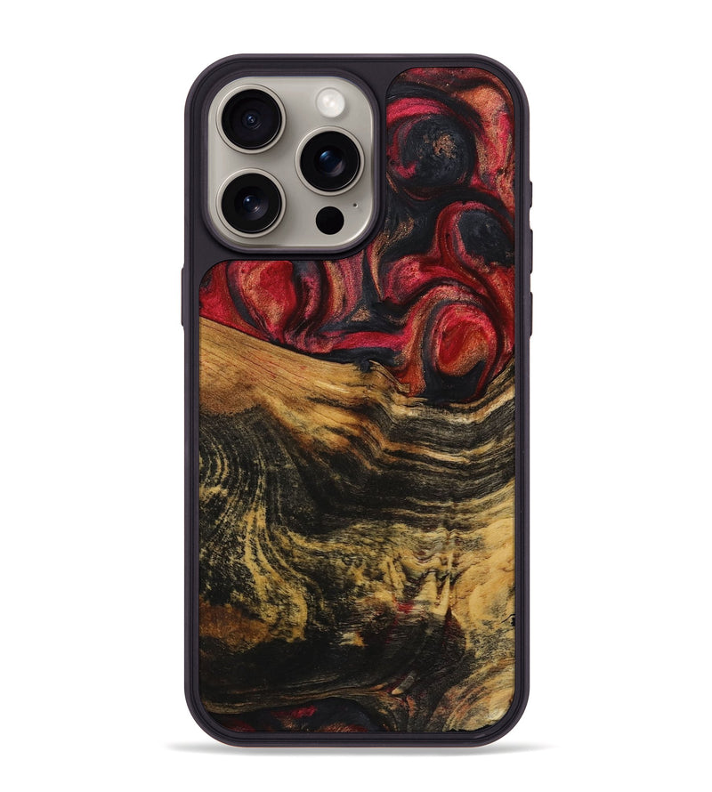 iPhone 15 Pro Max Wood+Resin Phone Case - Fiona (Red, 720240)