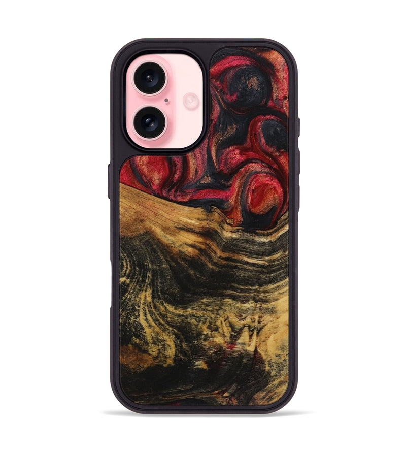 iPhone 16 Wood+Resin Phone Case - Fiona (Red, 720240)