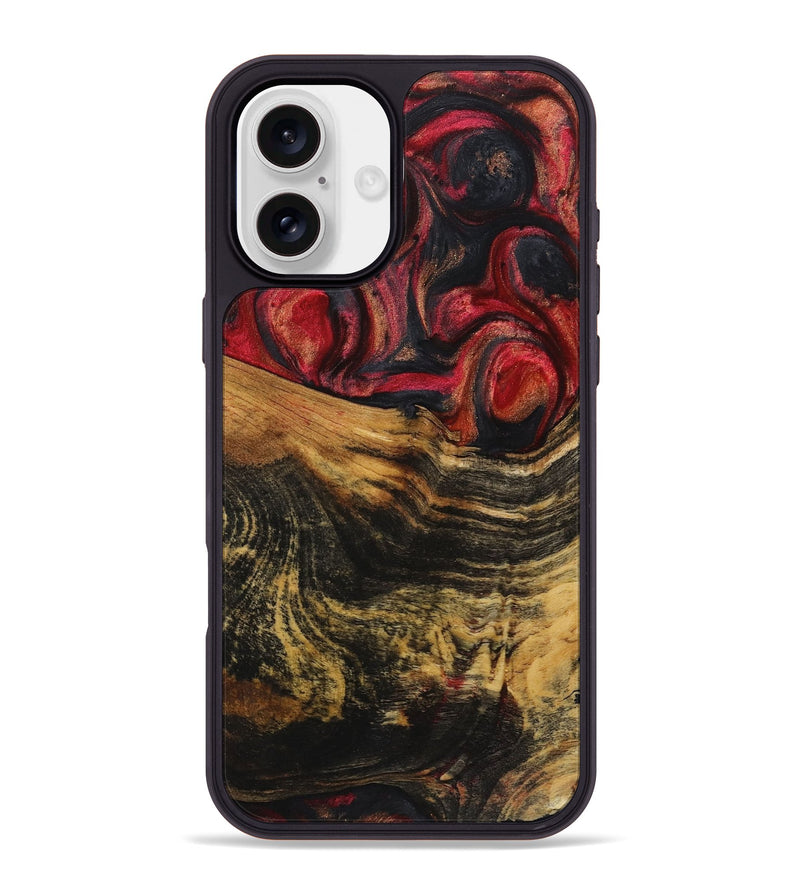 iPhone 16 Plus Wood+Resin Phone Case - Fiona (Red, 720240)