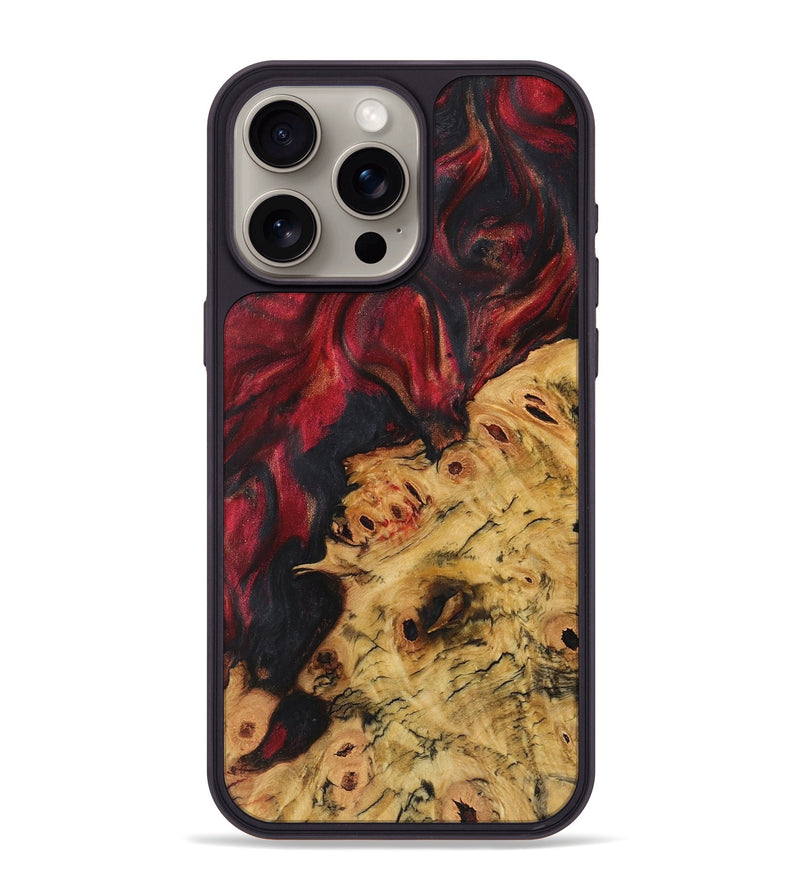 iPhone 15 Pro Max Wood+Resin Phone Case - Gina (Red, 720243)